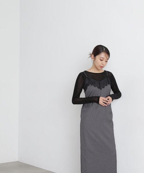 NATURAL BEAUTY BASIC(ナチュラルビューティーベーシック)の「◇【Oggi・美人百花掲載】ベロアボートネックカットソー(Tシャツ/カットソー・レディース・オリーブ/ブラック/オフホワイト/グレー・FREE)」の9枚目の写真