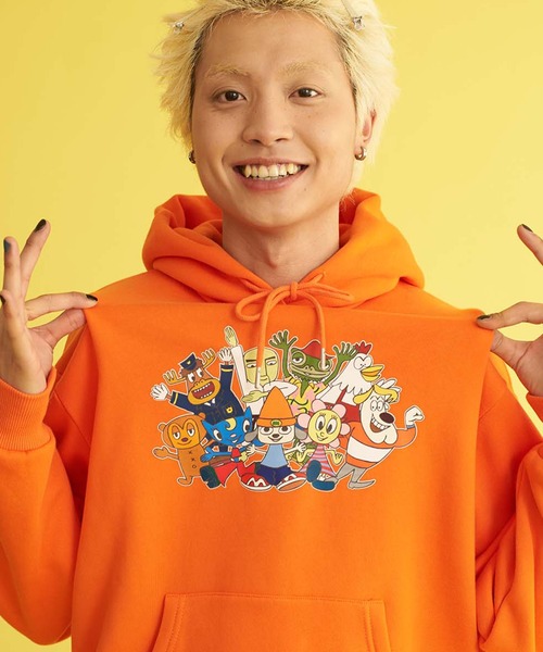 CORPUS　SELECT（コーパストーキョー）の「【PA RAPPA THE RAPPER/パラッパラッパー】パラッパオールスタープリントフーテッドパーカー（パーカー・メンズ・ブラック/オレンジ/グレー・L/M）」の3枚目の写真