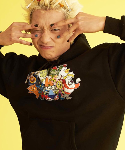 CORPUS　SELECT（コーパストーキョー）の「【PA RAPPA THE RAPPER/パラッパラッパー】パラッパオールスタープリントフーテッドパーカー（パーカー・メンズ・ブラック/オレンジ/グレー・L/M）」の9枚目の写真