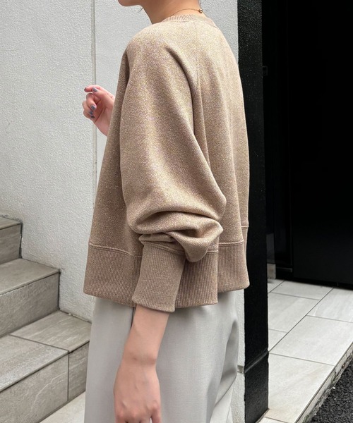 COLLAGE GALLARDAGALANTE（コラージュガリャルダガランテ）の「クロップドラメ裏毛スウェット/WEB限定（Tシャツ/カットソー・レディース・ゴールド/シルバー・FREE）」の8枚目の写真