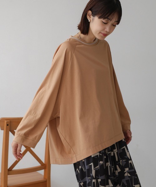 Bou Jeloud(ブージュルード)の「衿ライン2WAYスリーブプルオーバー(Tシャツ/カットソー・レディース・キャメル/パープル/ブラック・FREE)」の16枚目の写真
