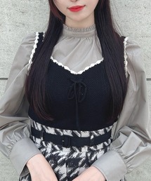 an another angelus | フロントレースアップバイカラーニットビスチェ(ベスト)