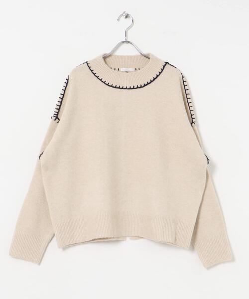 ITEMS URBANRESEARCH(アイテムズ アーバンリサーチ)の「ステッチクルーネックニット(ニット/セーター・レディース・ブラウン/ピンク/ブルー/オフホワイト・FREE)」の12枚目の写真