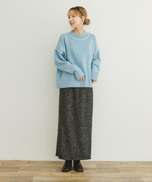 ITEMS URBANRESEARCH(アイテムズ アーバンリサーチ)の「ステッチクルーネックニット(ニット/セーター・レディース・ブラウン/ピンク/ブルー/オフホワイト・FREE)」の20枚目の写真