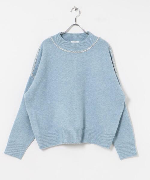 ITEMS URBANRESEARCH(アイテムズ アーバンリサーチ)の「ステッチクルーネックニット(ニット/セーター・レディース・ブラウン/ピンク/ブルー/オフホワイト・FREE)」の21枚目の写真