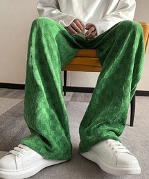 《WARAIJOGO》ベロアチェックストレートパンツ