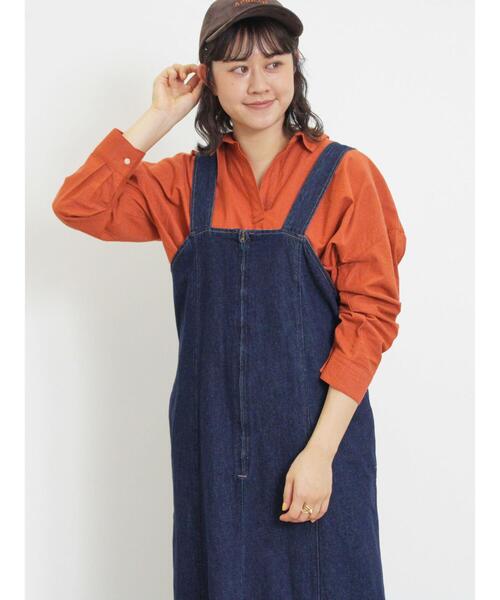 Samansa Mos2(サマンサ モスモス)の「後ろ釦スキッパーチュニック(シャツ/ブラウス・レディース・ブルー/グリーン/ベージュ/ブラック/オレンジ・F)」の5枚目の写真