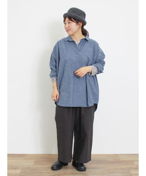 （訳ありセール 格安） セール】後ろ釦スキッパーチュニック（シャツ/ブラウス トップス