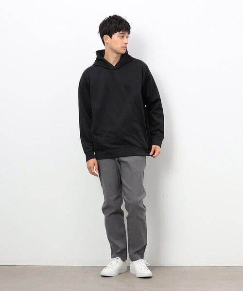 【着用画像あり】黒スラックス ベルト付き テーパード ウォッシャブル】スラックス ワンタック テーパードパンツ