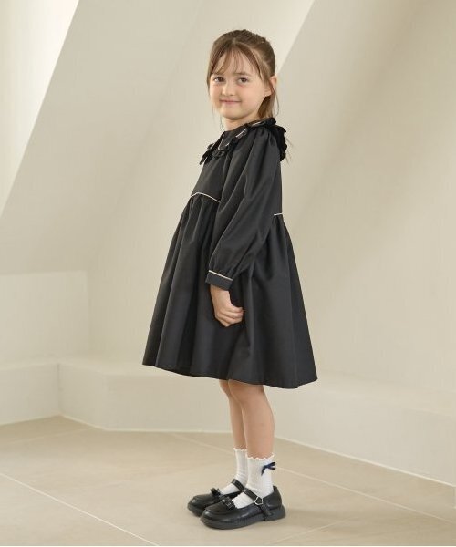 Lycee mine（リセマイン）の「【オケージョン】外せる衿付きワンピース（シャツワンピース・キッズ・ブラック/ライトベージュ/グレー・130cm/120cm/110cm/100cm）」の15枚目の写真