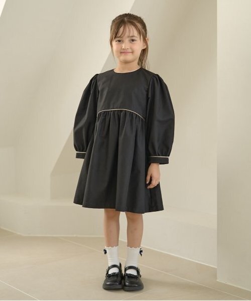 Lycee mine（リセマイン）の「【オケージョン】外せる衿付きワンピース（シャツワンピース・キッズ・ブラック/ライトベージュ/グレー・130cm/120cm/110cm/100cm）」の16枚目の写真