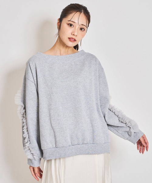 31 Sons de mode（トランテアン　ソン　ドゥ　モード）の「フリルチュールラインスウェット（スウェット・レディース・チャコールグレー/グレー・フリー）」の2枚目の写真