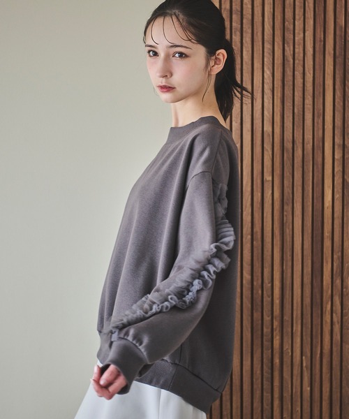 31 Sons de mode（トランテアン　ソン　ドゥ　モード）の「フリルチュールラインスウェット（スウェット・レディース・チャコールグレー/グレー・フリー）」の8枚目の写真