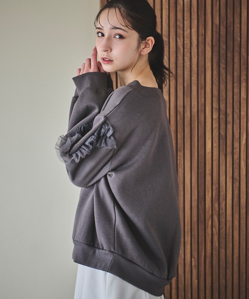 31 Sons de mode（トランテアン　ソン　ドゥ　モード）の「フリルチュールラインスウェット（スウェット・レディース・チャコールグレー/グレー・フリー）」の11枚目の写真