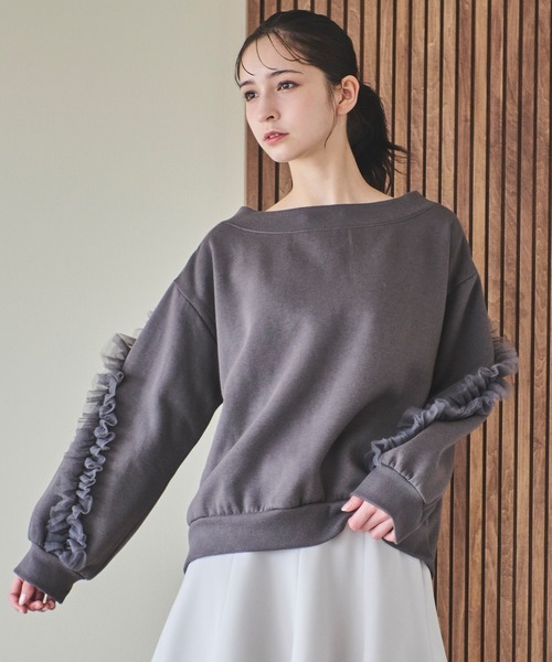 31 Sons de mode（トランテアン　ソン　ドゥ　モード）の「フリルチュールラインスウェット（スウェット・レディース・チャコールグレー/グレー・フリー）」の10枚目の写真