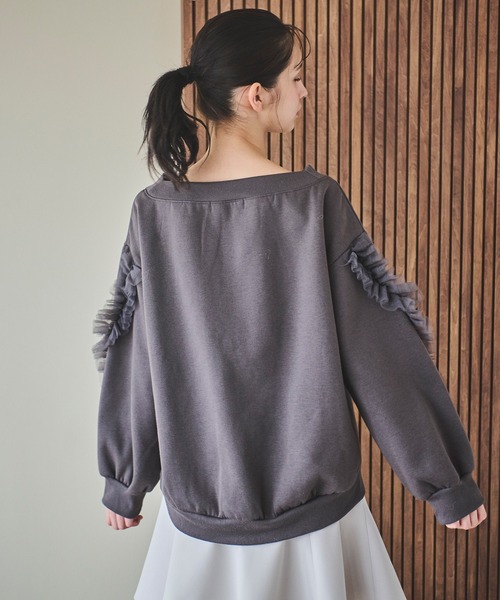 31 Sons de mode（トランテアン　ソン　ドゥ　モード）の「フリルチュールラインスウェット（スウェット・レディース・チャコールグレー/グレー・フリー）」の12枚目の写真