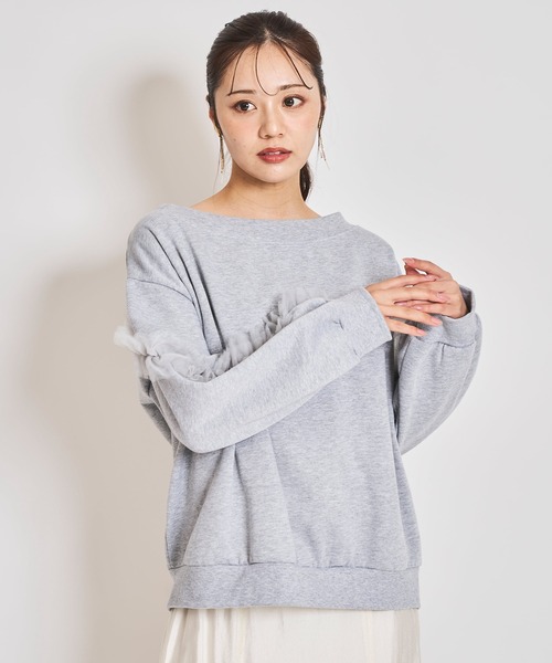 31 Sons de mode（トランテアン　ソン　ドゥ　モード）の「フリルチュールラインスウェット（スウェット・レディース・チャコールグレー/グレー・フリー）」の19枚目の写真