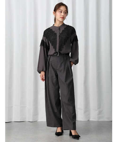 Edit Sheen(エディットシーン)の「タックトラウザーパンツ(その他パンツ・レディース・アイボリー/チャコールグレー・M/S)」の2枚目の写真