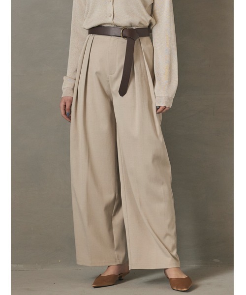 Edit Sheen(エディットシーン)の「タックトラウザーパンツ(その他パンツ・レディース・アイボリー/チャコールグレー・M/S)」の1枚目の写真