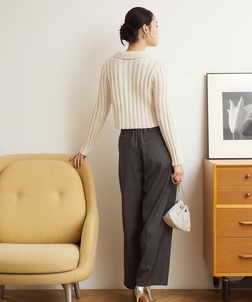 Edit Sheen(エディットシーン)の「タックトラウザーパンツ(その他パンツ・レディース・アイボリー/チャコールグレー・M/S)」の5枚目の写真
