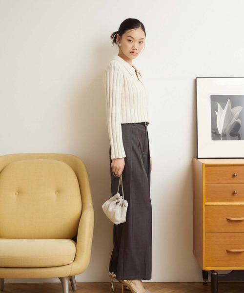 Edit Sheen(エディットシーン)の「タックトラウザーパンツ(その他パンツ・レディース・アイボリー/チャコールグレー・M/S)」の6枚目の写真