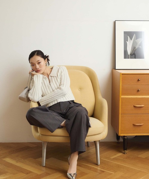 Edit Sheen(エディットシーン)の「タックトラウザーパンツ(その他パンツ・レディース・アイボリー/チャコールグレー・M/S)」の7枚目の写真