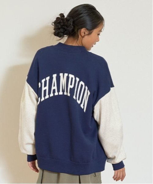 LOVETOXIC（ラブトキシック）の「【Champion】【綿100％】裏起毛スタジャン（スタジャン・キッズ・ネイビー/ブラック・L/M/S）」の3枚目の写真