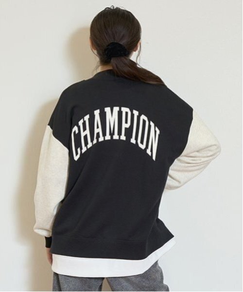 LOVETOXIC（ラブトキシック）の「【Champion】【綿100％】裏起毛スタジャン（スタジャン・キッズ・ネイビー/ブラック・L/M/S）」の4枚目の写真