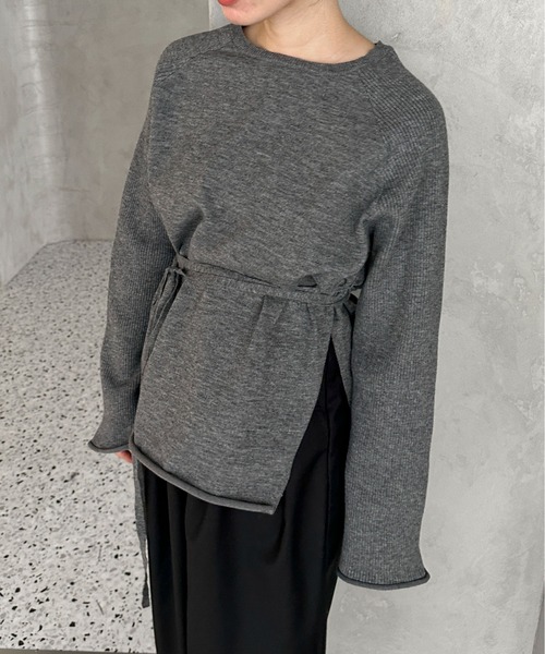 feepur（フェピュール）の「【ハンドウォッシャブル】ウエストロープラグランニット（ニット/セーター・レディース・オフホワイト/グレー/ブラック・MEDIUM）」の3枚目の写真
