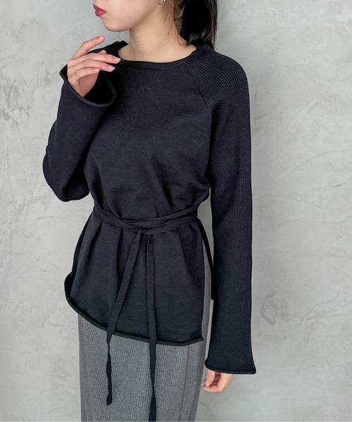 feepur（フェピュール）の「【ハンドウォッシャブル】ウエストロープラグランニット（ニット/セーター・レディース・オフホワイト/グレー/ブラック・MEDIUM）」の13枚目の写真