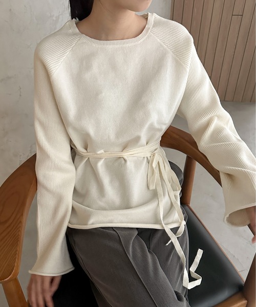 feepur（フェピュール）の「【ハンドウォッシャブル】ウエストロープラグランニット（ニット/セーター・レディース・オフホワイト/グレー/ブラック・MEDIUM）」の10枚目の写真