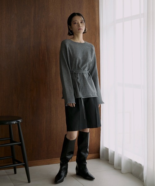 feepur（フェピュール）の「【ハンドウォッシャブル】ウエストロープラグランニット（ニット/セーター・レディース・オフホワイト/グレー/ブラック・MEDIUM）」の22枚目の写真