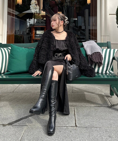 Mavie..7（メヴィセットゥ）の「【Mavie..7】エコファーコート（その他アウター・レディース・ブラック・FREE）」の2枚目の写真