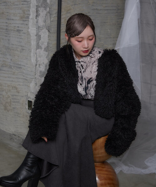 Mavie..7（メヴィセットゥ）の「【Mavie..7】エコファーコート（その他アウター・レディース・ブラック・FREE）」の6枚目の写真