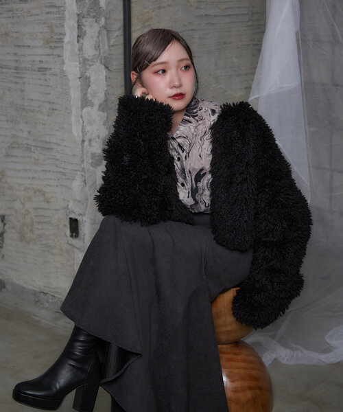 Mavie..7（メヴィセットゥ）の「【Mavie..7】エコファーコート（その他アウター・レディース・ブラック・FREE）」の9枚目の写真