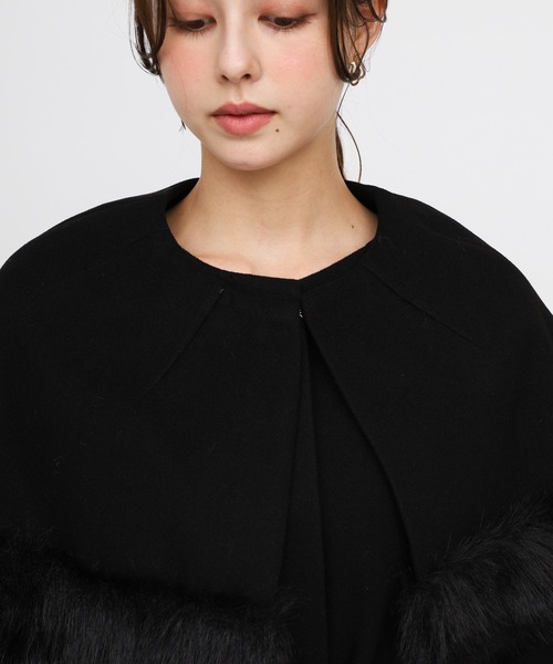 ROYAL PARTY（ロイヤルパーティー）の「ケープ付2wayロングノーカラーコート（ノーカラーコート・レディース・グレー/ブラック/ベージュ・FREE）」の14枚目の写真