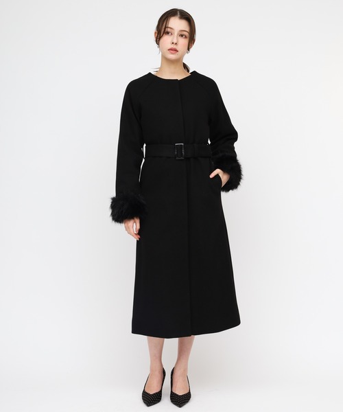 ROYAL PARTY（ロイヤルパーティー）の「ケープ付2wayロングノーカラーコート（ノーカラーコート・レディース・グレー/ブラック/ベージュ・FREE）」の8枚目の写真