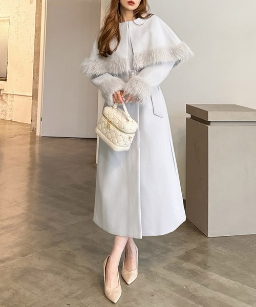 ROYAL PARTY（ロイヤルパーティー）の「ケープ付2wayロングノーカラーコート（ノーカラーコート・レディース・グレー/ブラック/ベージュ・FREE）」の5枚目の写真