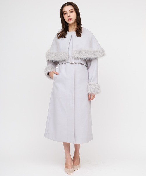 ROYAL PARTY（ロイヤルパーティー）の「ケープ付2wayロングノーカラーコート（ノーカラーコート・レディース・グレー/ブラック/ベージュ・FREE）」の7枚目の写真