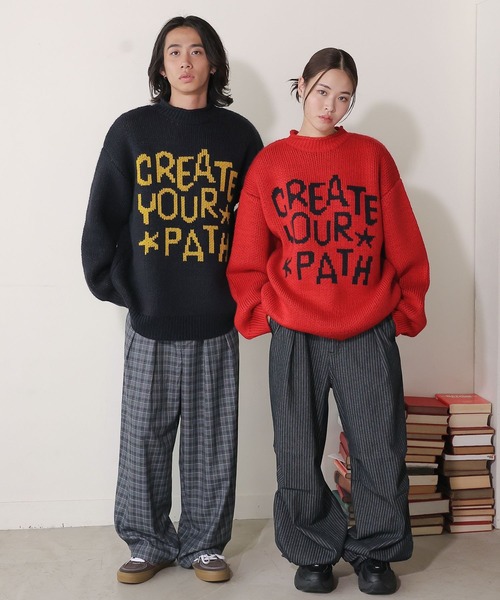 PBLIM（ページボーイリム）の「PBLIM/ハンドフウロゴニット（ニット/セーター・レディース・レッド/ネイビー/アイボリー・FREE）」の4枚目の写真