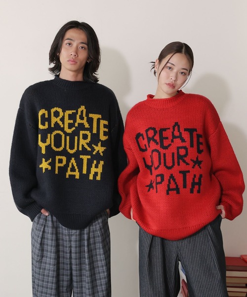 PBLIM（ページボーイリム）の「PBLIM/ハンドフウロゴニット（ニット/セーター・レディース・レッド/ネイビー/アイボリー・FREE）」の5枚目の写真