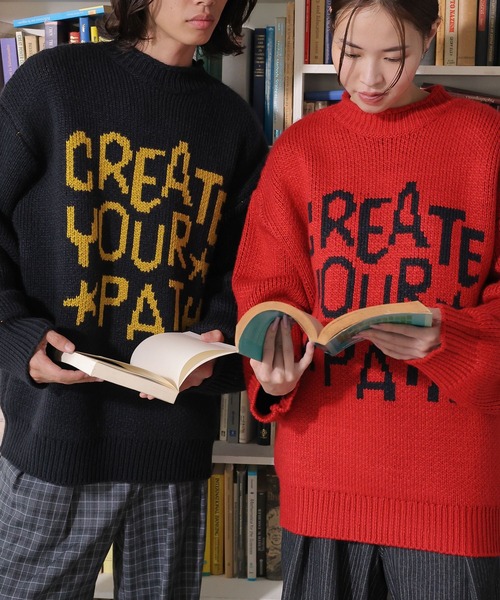 PBLIM（ページボーイリム）の「PBLIM/ハンドフウロゴニット（ニット/セーター・レディース・レッド/ネイビー/アイボリー・FREE）」の6枚目の写真