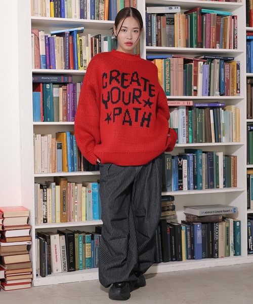 PBLIM（ページボーイリム）の「PBLIM/ハンドフウロゴニット（ニット/セーター・レディース・レッド/ネイビー/アイボリー・FREE）」の8枚目の写真