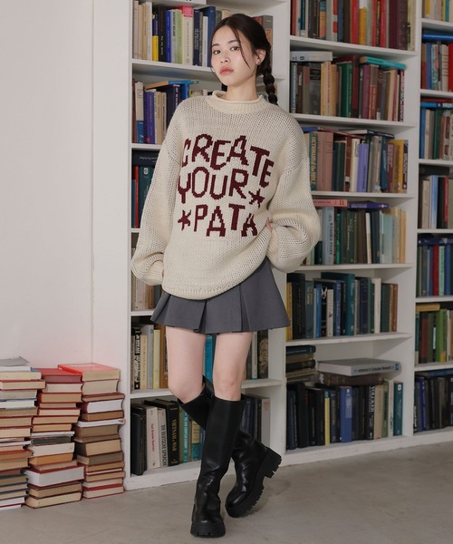 PBLIM（ページボーイリム）の「PBLIM/ハンドフウロゴニット（ニット/セーター・レディース・レッド/ネイビー/アイボリー・FREE）」の9枚目の写真