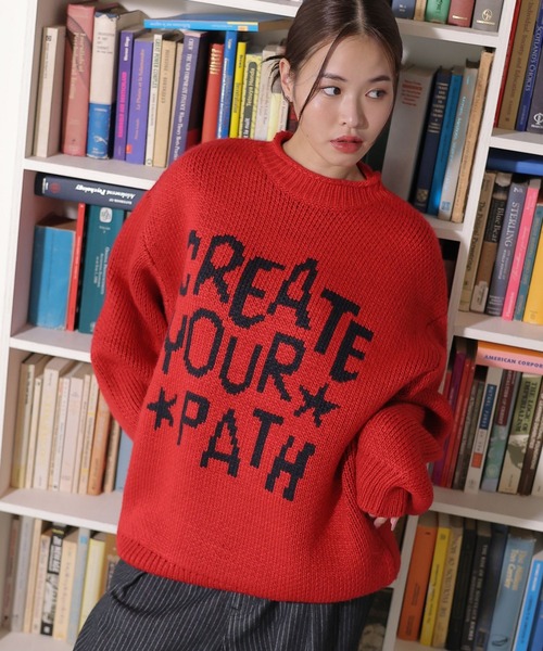 PBLIM（ページボーイリム）の「PBLIM/ハンドフウロゴニット（ニット/セーター・レディース・レッド/ネイビー/アイボリー・FREE）」の12枚目の写真