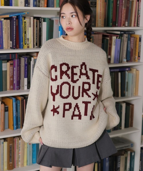 PBLIM（ページボーイリム）の「PBLIM/ハンドフウロゴニット（ニット/セーター・レディース・レッド/ネイビー/アイボリー・FREE）」の14枚目の写真