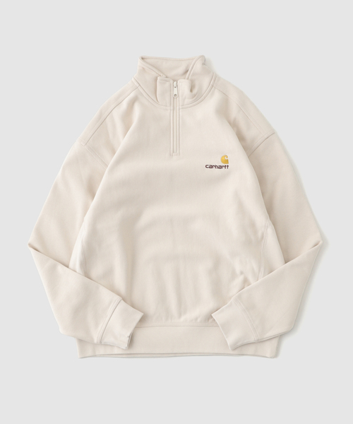 Carhartt WIP(カーハートダブリューアイピー)の「CARHARTT WIP / カーハート ダブリューアイピー HALF ZIP AMERICAN SCRIPT SWEAT(スウェット・メンズ・グリーン/グレー/ブラック・LARGE/MEDIUM)」の2枚目の写真