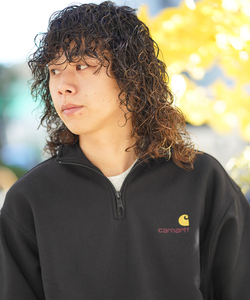Carhartt WIP(カーハートダブリューアイピー)の「CARHARTT WIP / カーハート ダブリューアイピー HALF ZIP AMERICAN SCRIPT SWEAT(スウェット・メンズ・グリーン/グレー/ブラック・LARGE/MEDIUM)」の7枚目の写真