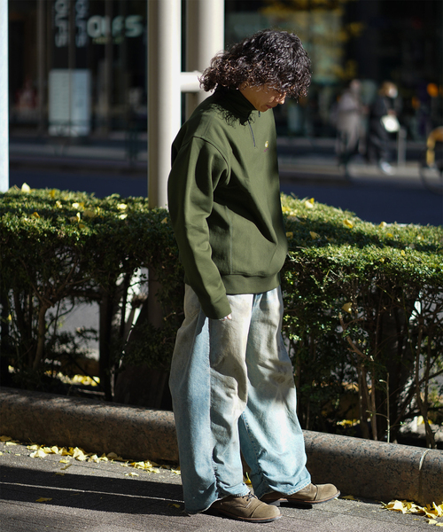 Carhartt WIP(カーハートダブリューアイピー)の「CARHARTT WIP / カーハート ダブリューアイピー HALF ZIP AMERICAN SCRIPT SWEAT(スウェット・メンズ・グリーン/グレー/ブラック・LARGE/MEDIUM)」の10枚目の写真