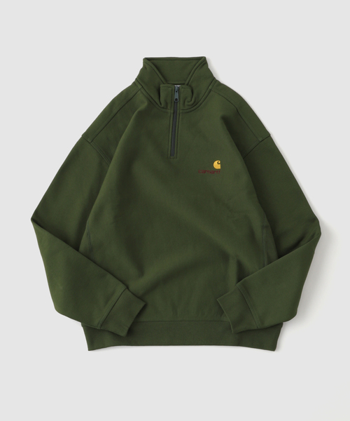 Carhartt WIP(カーハートダブリューアイピー)の「CARHARTT WIP / カーハート ダブリューアイピー HALF ZIP AMERICAN SCRIPT SWEAT(スウェット・メンズ・グリーン/グレー/ブラック・LARGE/MEDIUM)」の14枚目の写真